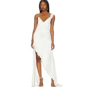 NWT For Love & Lemons James Asymmetrical White Gown Dress $468 MSRP